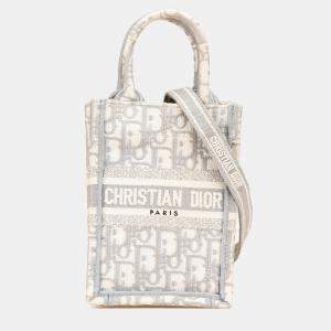Dior Grey Mini Oblique Canvas Vertical Book Tote