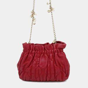 Dior Red Mini Lambskin Cannage Gaufre Delices Bag