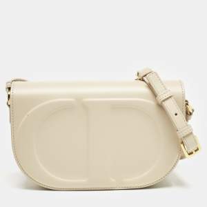 Dior Beige Leather CD Signature Flap Crossbody Bag
