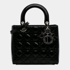 Dior Black Medium Patent Cannage Lady Dior