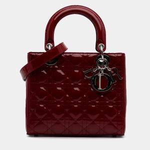 Dior Red Medium Patent Cannage Lady Dior