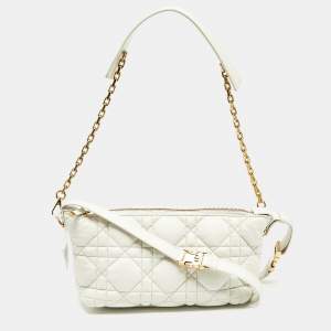 Dior Cream Macrocannage Leather Medium Nomad Shoulder Bag