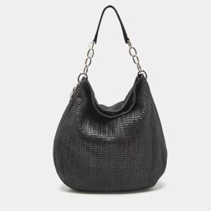 Dior Black Woven Leather Large Soft Lady Hobo