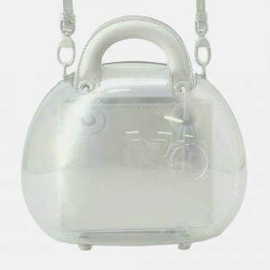 Dior White Vinyl and Calfskin Lady Dior Capsule Bag