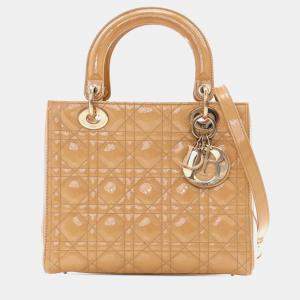 Dior Beige Medium Patent Cannage Lady Dior