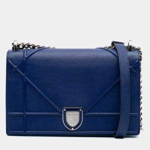Dior Blue Medium Grained Calfskin Diorama Flap