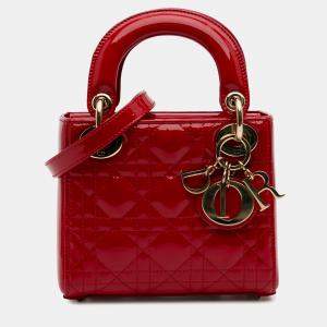 Dior Red Mini Patent Cannage Lady Dior