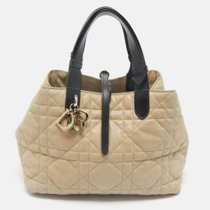 Dior Beige/Black Cannage Leather Medium Dior Toujours Tote