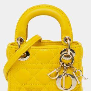 Dior Yellow Micro Lambskin Cannage Lady Dior