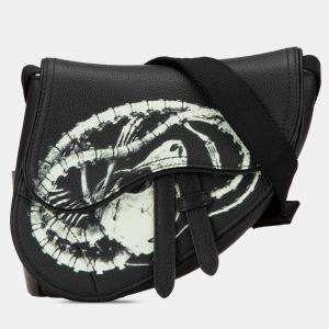 Dior Black Cactus Jack Mini Leather Saddle Crossbody