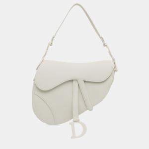 Dior White Ultra Matte Calfskin Saddle Bag