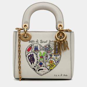 Dior White Niki de Saint Phalle Mini Calfskin Lady Dior