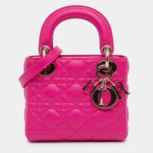 Dior Pink Mini Lambskin Cannage Lady Dior