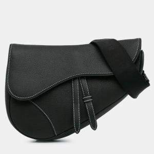 Dior Black Kim Jones Grained Calfskin Saddle Bag