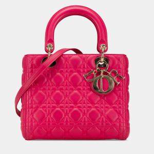 Dior Pink Medium Lambskin Cannage Lady Dior