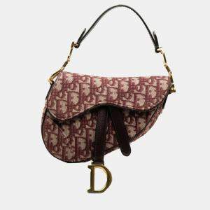 Dior Red Mini Oblique Canvas Saddle Bag