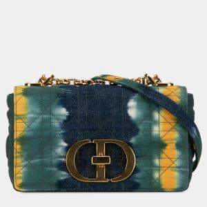 Dior Blue Small Denim Tie-Dye Cannage Caro Bag