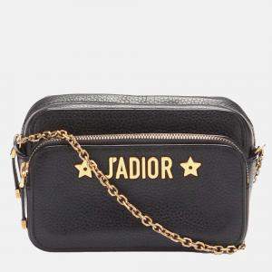 Dior Black J'Adior Camera Case Clutch with Chain
