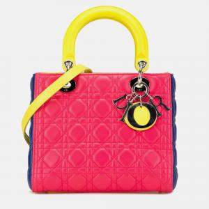 Dior Pink Medium Tricolor Lambskin Cannage Lady Dior