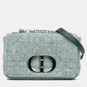 Dior Green Small Tweed Macrocannage Caro Bag