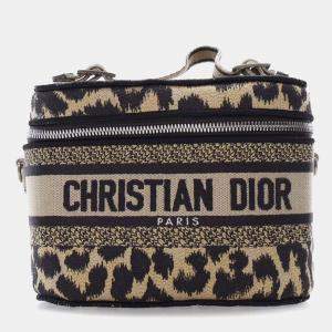 Dior Brown Mizza Small Embroidered Canvas Diortravel Leopard Vanity Case