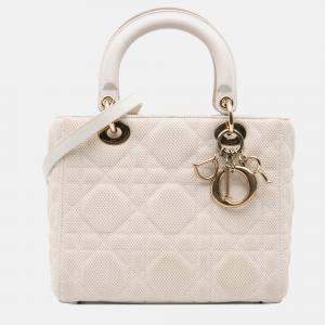 Dior White Medium Mesh Cannage Lady Dior