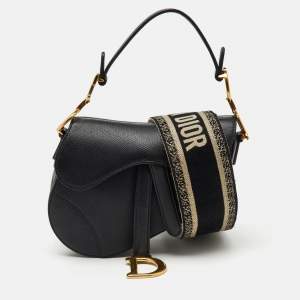Dior Black Leather Mini Saddle Bag