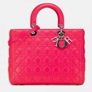 Dior Pink Large Lambskin Cannage Lady Dior