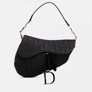 Dior Black Oblique Canvas Saddle Bag