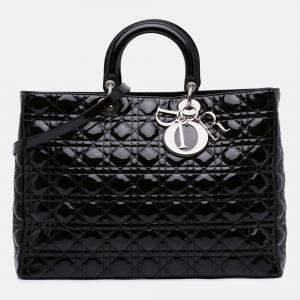 Dior Black Extra Large Patent Cannage Lady Dior
