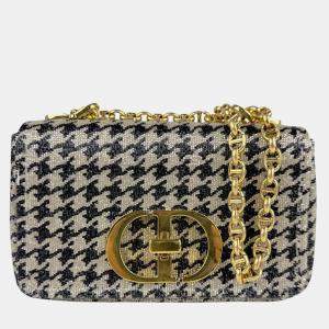 Christian Dior Caro Beads Beige Black Shoulder Bag