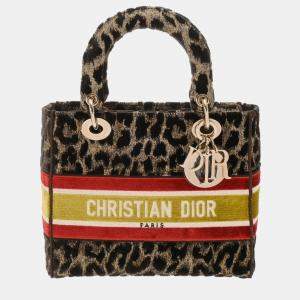 Christian Dior Lady D-Lite Medium Leopard Velvet Bag 
