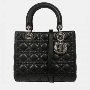  Christian Dior Lady Dior Black Lambskin Cannage Handbag