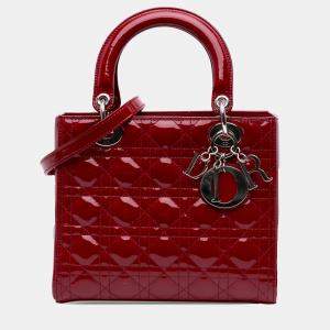 Dior Red Medium Patent Cannage Lady Dior