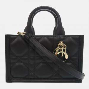 Christian Dior Book Tote Mini Macrocannage Calfskin Black Handbag