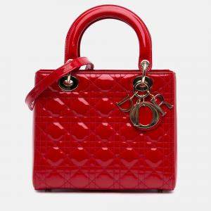 Dior Red Medium Patent Cannage Lady Dior