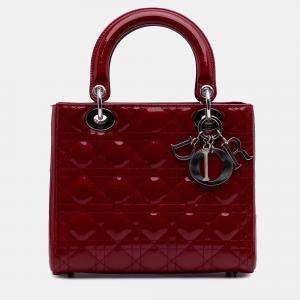 Dior Red Medium Patent Cannage Lady Dior