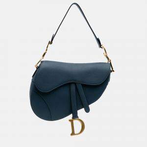 Dior Blue Leather Saddle Bag