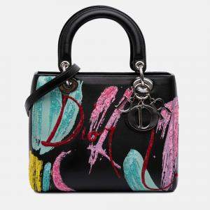 Dior Black Medium Calfskin Sequin Art Lady Dior