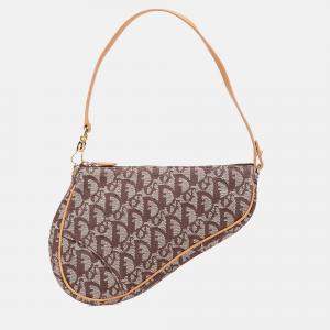 Dior Brown Mini Diorissimo Canvas Saddle Pochette