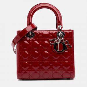 Dior Red Medium Patent Cannage Lady Dior