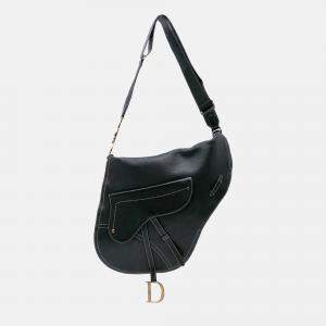 Dior Black Leather Baudrier Saddle Bag