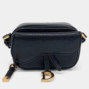Dior Black Leather Saddle Micro Mini Crossbody Bag