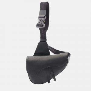 Dior Black Kim Jones Grained Calfskin Saddle Bag