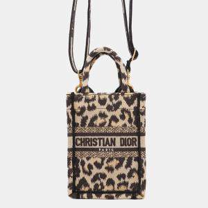 Dior Book Tote 2Way Shoulder Bag Beige/Black Canvas Size Mini