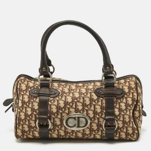 Dior Brown/Beige Oblique Canvas and Leather East/West Boston Bag