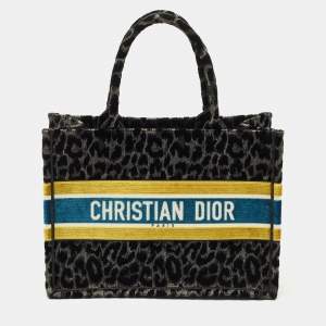 Dior Multicolor Leopard Velvet and Canvas Medium Book Tote