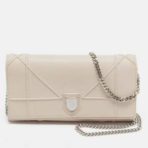 Dior Pink Leather Diorama Wallet on Chain
