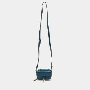 Dior Teal Blue Leather Mini Saddle Shoulder Strap Pouch