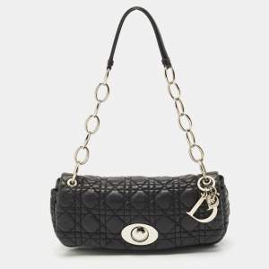 Dior Black Cannage Leather Rendezvous Shoulder Bag